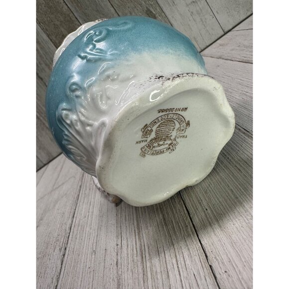 Vtg W.H Grindley &Co England Creamer Pitcher Porcelain Blue White Gold 3.5" Tall - Picture 6 of 9